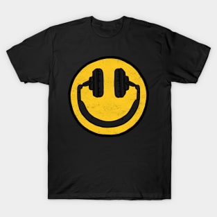 Headphones Smiling Face: Music Makes Me Happy T-Shirt